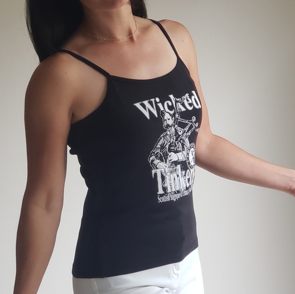 Vintage 1990s Wicked Tinkers Scottish Bagpipe Band Tank Top Spaghetti strap - Picture 3 of 10